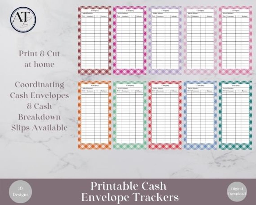 Printable Cash Envelope Trackers Digital Download Gingham - Etsy
