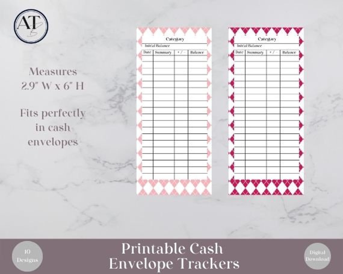 Printable Cash Envelope Trackers Digital Download Argyle - Etsy