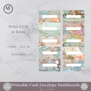 Ocean Beach Cash Envelope Dashboards, A5 A6 Budget Inserts (Digital Download)