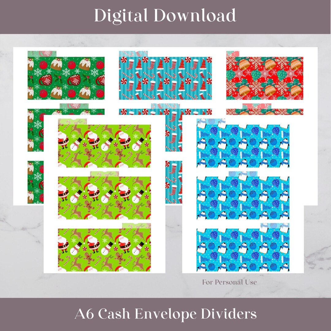 Envelope Deviders Printable Cash Envelope Dividers | Christmas | Digital Download - Etsy