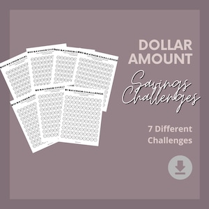 Puede incluir: Siete tablas de desafío de ahorro imprimibles con diferentes cantidades en dólares: $ 100, $ 50, $ 25, $ 20, $ 15, $ 10 y $ 5. Cada tabla tiene una cuadrícula de hexágonos para colorear a medida que ahorras dinero.
