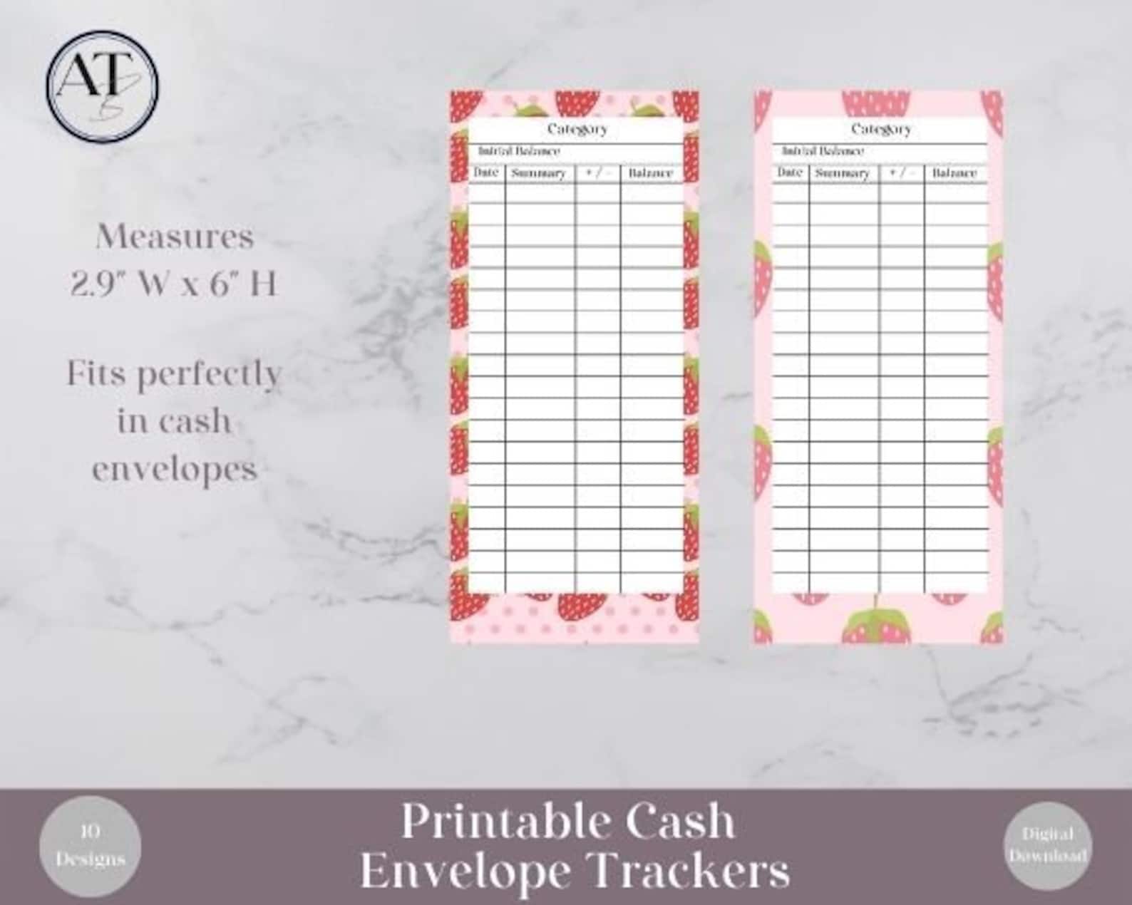 Printable Cash Envelope Trackers Digital Download Strawberry - Etsy