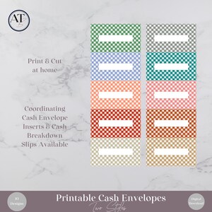 Sobres de dinero para imprimir, descarga digital, diseños de cuadros vichy primaverales, 2 opciones, 10 diseños, DESCARGA INSTANTÁNEA