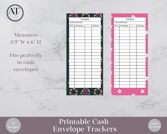 Printable Cash Envelope Trackers Digital Download Hello - Etsy