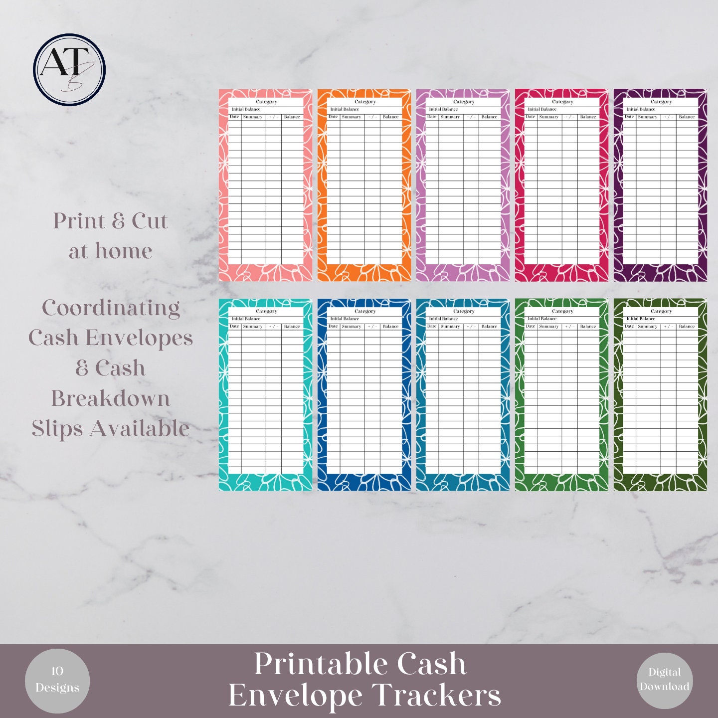 Printable Cash Envelope Trackers Digital Download Daisy - Etsy