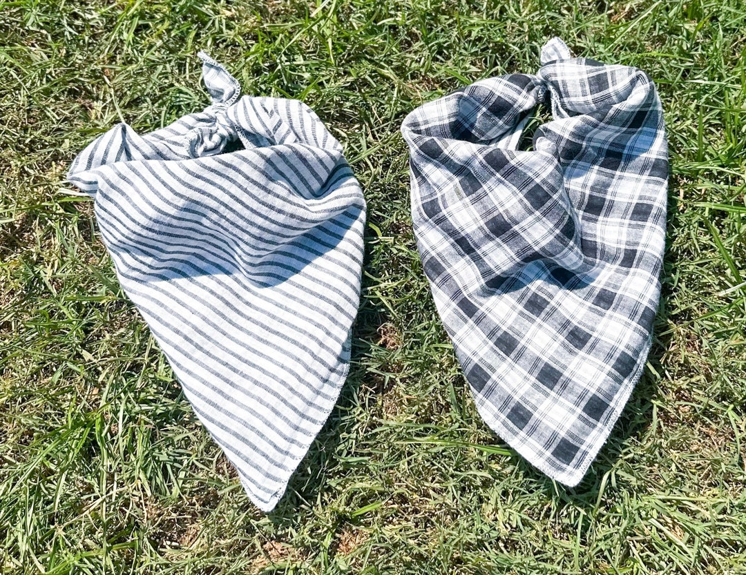 Striped Dog Bandana Black and White Plaid Dog Bandana Etsy