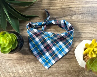 Blue Plaid Dog Bandana | Boy Dog Scarf | Plaid Dog Scarf | Blue And Red Plaid Dog Bandana | Blue Plaid Dog Scarf | Blue Dog Bandana