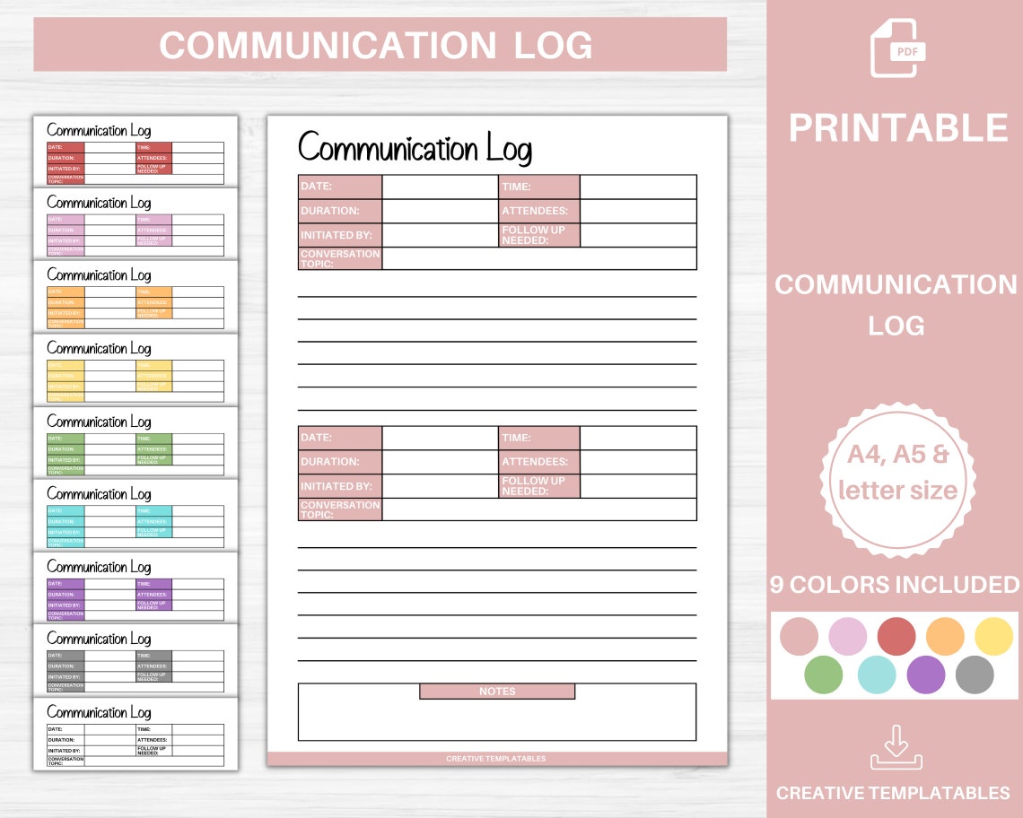 Communication Log Printable Communication Record Call Log - Etsy UK