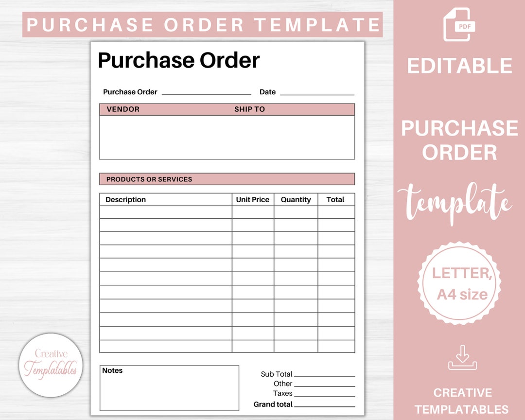 Plantilla de orden de compra / Formulario de pedido de compra - Etsy España