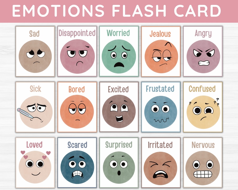 Emotion Flashcards Feelings Flash Cards Printable - Etsy UK