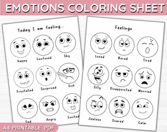 Printable Emotions Coloring - Etsy