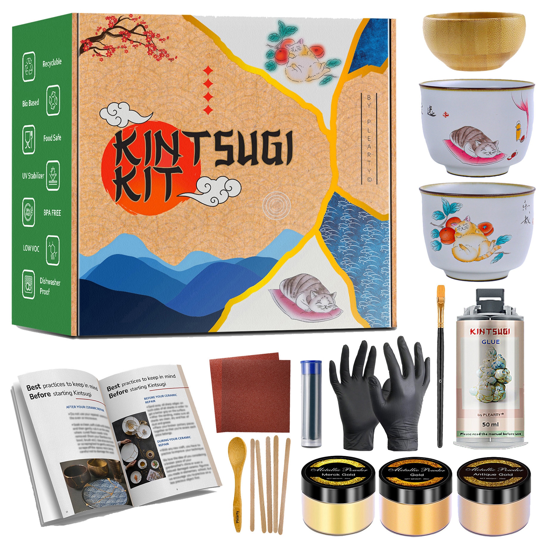 Kintsugi Bio Repair Kit Gold & Silver Food Contact Safe Dishwasher