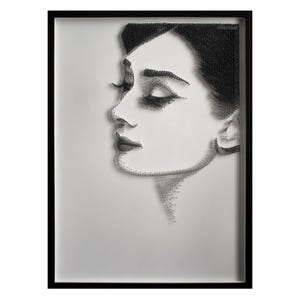 Audrey Hepburn String Art Portrait of nails and threads | Collector's Artwork | Handmade Unique Art | Exclusive Gift | Frame + Museum Glass