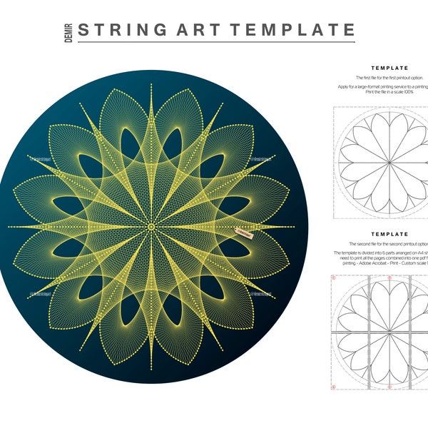 String Art Template | Pattern | Outline | Stencil | Scheme | Sacred Geometry | Spiritual Decor | Handmade Artwork | DIY | WITHOUT TUTORIAL