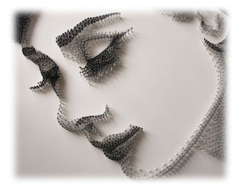 Exhibition String Art Portrait Audrey Hepburn Collectible Artwork Exposed for example Portrait is NOT FOR SALE Unique art in a single copy