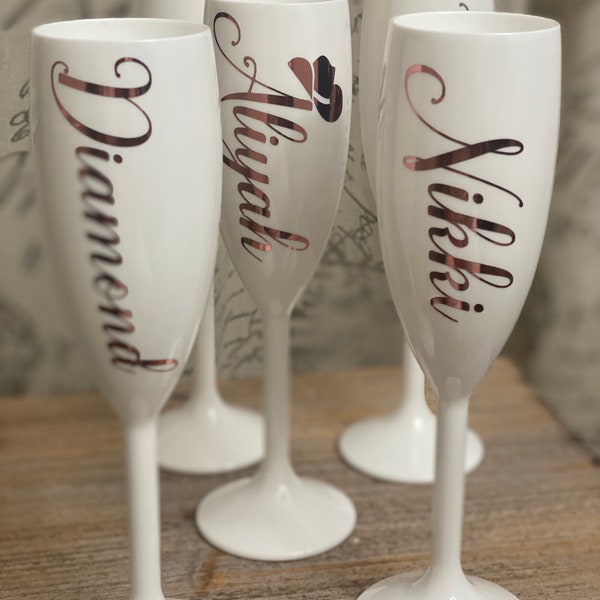 Personalized -Custom Acrylic Champagne Flutes, Birthday parties, Custom Wedding Favors, Bridesmaid Gift, Wedding Bachelorette Party