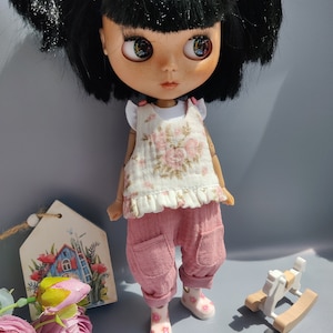 Overalls pink for Blythe Outfit for Blythe Set for Blythe Clothes for blythe Outfit for blythe Overalls for Blyth