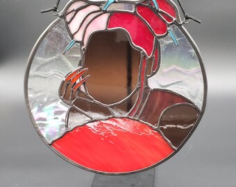 Ruby Red Nicki Minaj Stained Glass Suncatcher: Handmade Art