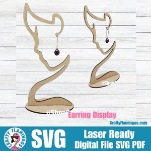 Earring Display Woman Silhouette SVG Glowforge Cut File Digital Download PDF