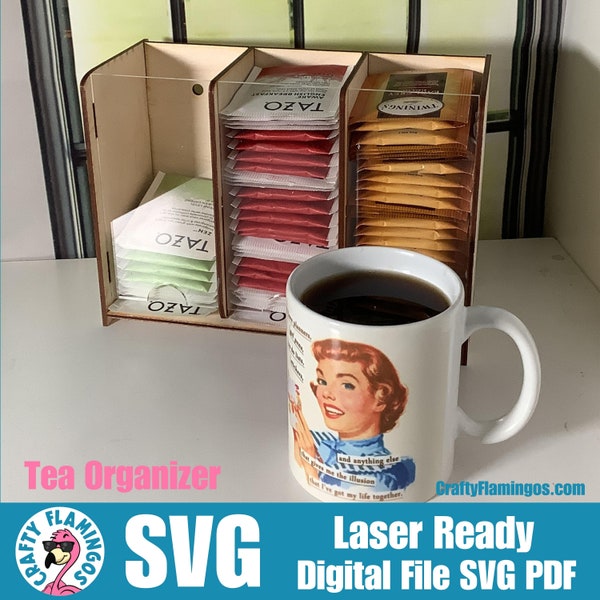 Tea Organizer SVG Glowforge Cut File Digital Download PDF