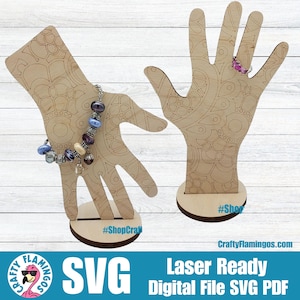 Handdisplay voor armbanden en ringen-2 in 1-vorm - omkeerbaar - SVG Glowforge gesneden bestand digitale download pdf