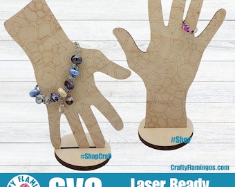 Hand Display for Bracelets and Rings -2 in 1 Form - Reversible - SVG Glowforge Cut File Digital Download PDF
