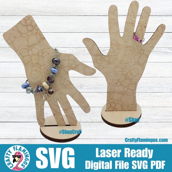 Hand Display for Bracelets and Rings -2 in 1 Form - Reversible - SVG Glowforge Cut File Digital Download PDF