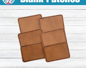 Blank Rawhide 2" x 3" Leatherette Patches Laserable Stitched with Adhesive, Glowforge Laser Supplies, Faux Leather