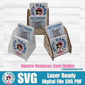 Porta-cartões de visita para cartões de negócios QUADRADOS com SVG Glowforge Cut File Digital Download PDF