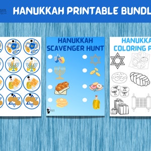Festive Hanukkah activity printable bundle editable in Canva