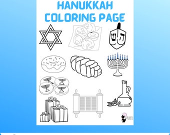 Entertaining Hanukkah coloring page printable editable in Canva