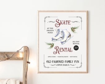 Skate Rental Christmas Digital Print, Christmas Printable, Skating Christmas Printable
