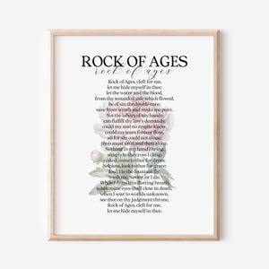 Rock of Ages Hymn Printable, Hymn Lyric Digital Download, Christian Hymn Song Print, Rock Of Ages Hymn Song Print