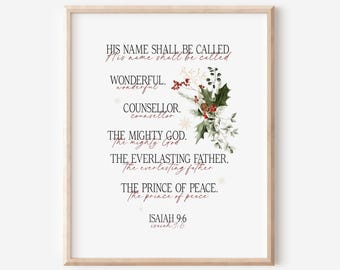 Isaiah 9:6 Printable, Christmas Christian Printable, Christian Scripture Wall Art, Christmas Digital Download Print