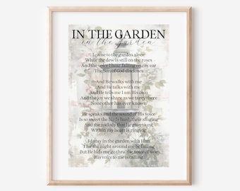 In The Garden Hymn Print, Hymn Printable, Hymn Wall Art, In The Garden Lyric Printable Digital Download