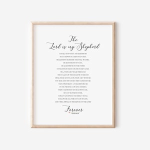 Psalm 23 Digital Print, The Lord Is My Shepherd I shall Not Want Bible Verse Print
