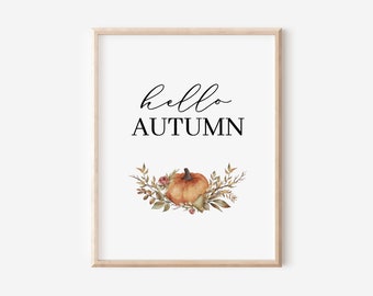 Hello Autumn Printable, Thanksgiving Printable, Fall Wall Art