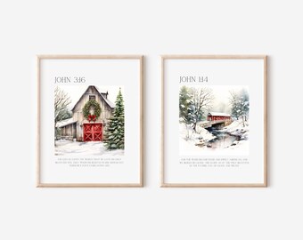 John 3:16 Christmas Wall Art, Christian Christmas Printables, Christmas Scripture Prints
