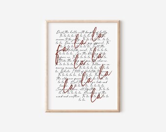 Fa-la-la-la-la Christmas Song Printable, Deck The Halls Christmas Song Digital Download, Holiday Song Wall Art