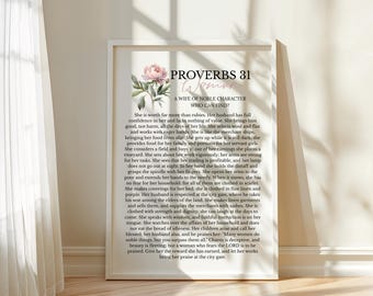 Proverbs 31 Woman Printable, Mothers Day Scripture Printable, Christian Printable, Inspirational Wall Art