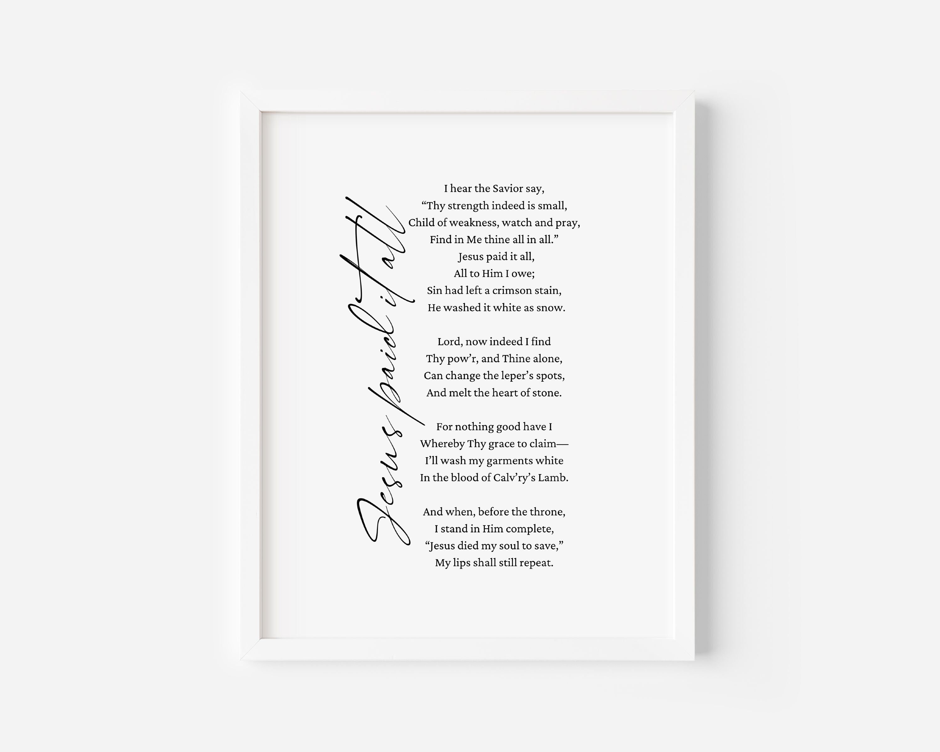 Jesus Paid It All Printable, Hymn Lyrics, Printable Hymns - Etsy
