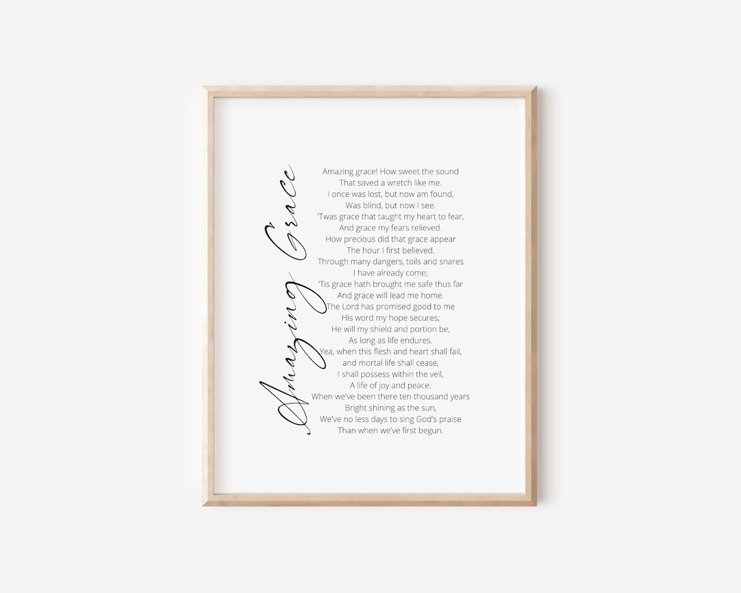 Amazing Grace Printable, Hymn Lyrics, Printable Hymns - Etsy