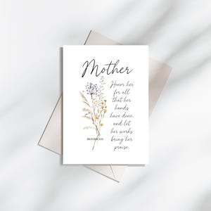 Printable Mothers Day Card, Proverbs 31 Mothers Day Card Printable, Scripture Cards
