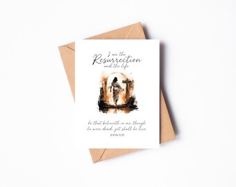 Easter Notecard Printable, 4.25" X 5.5" Resurrection Notecards, Digital download Easter Notecard, Christian Greeting Cards