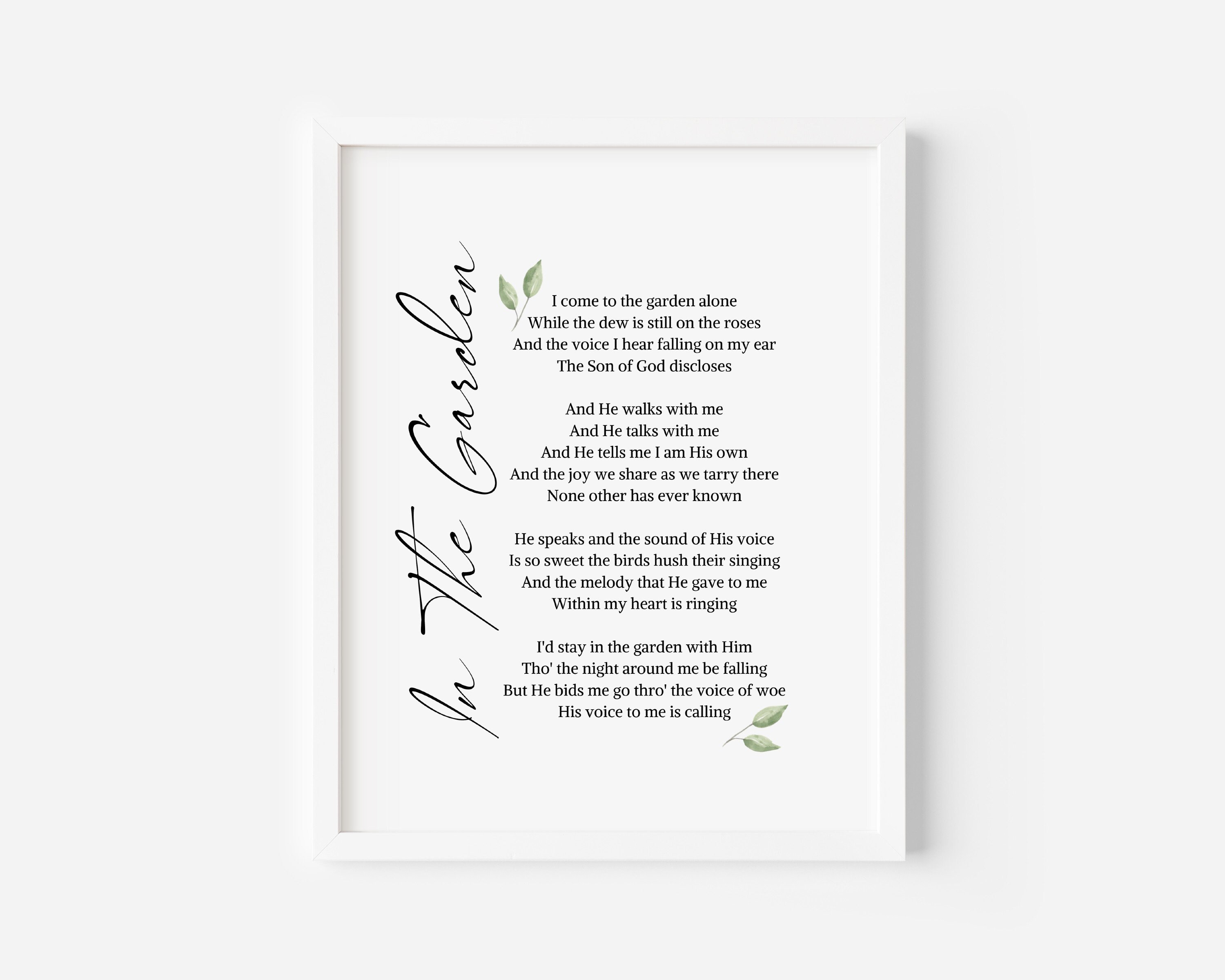 In the Garden Printable Hymn Lyrics Printable Hymns Etsy In the Garden Printable Hymn Lyrics Printable Hymns Etsy