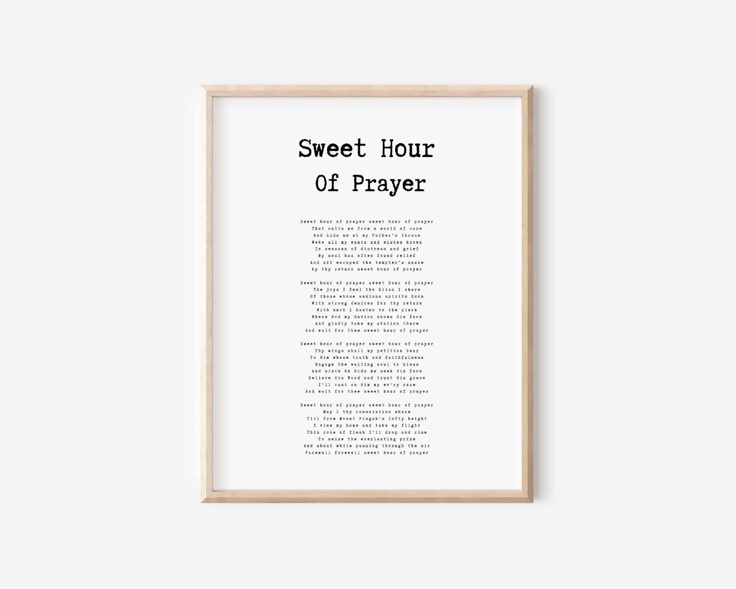 Sweet Hour of Prayer Printable, Hymn Lyrics, Printable Hymns Etsy