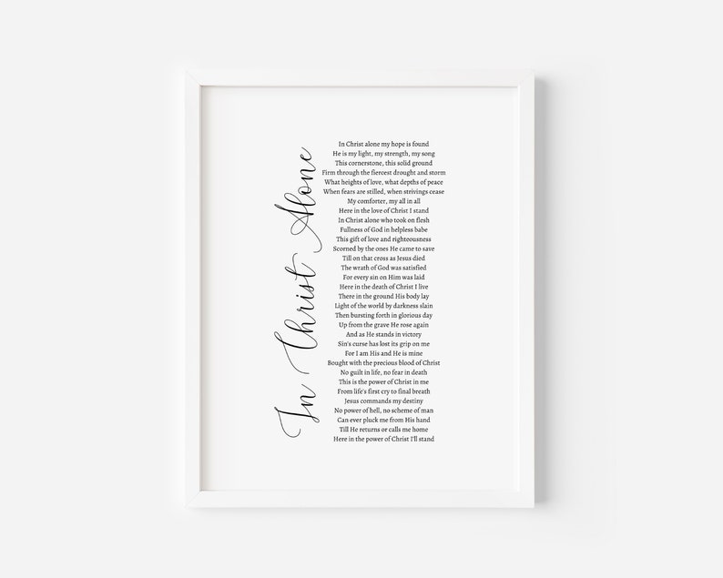 In Christ Alone Printable, Hymn Lyrics, Printable Hymns - Etsy