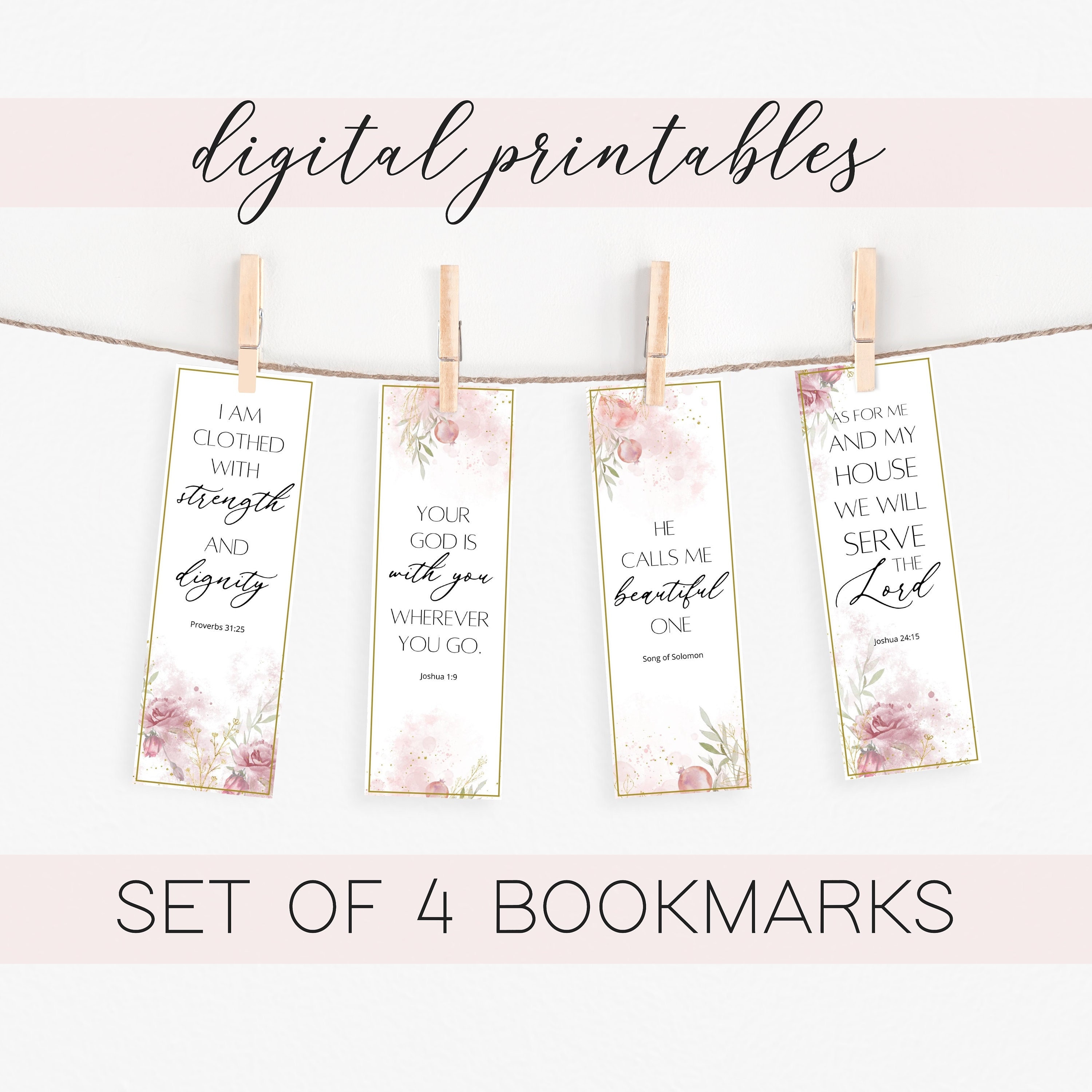 Printable Scripture Bookmarks, Set of 4 Christian Bookmarks, Prayer ...