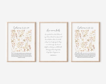 Ephesians Husband And Wife Printable, Love Is Patient Printable, Wedding Gift For Couples