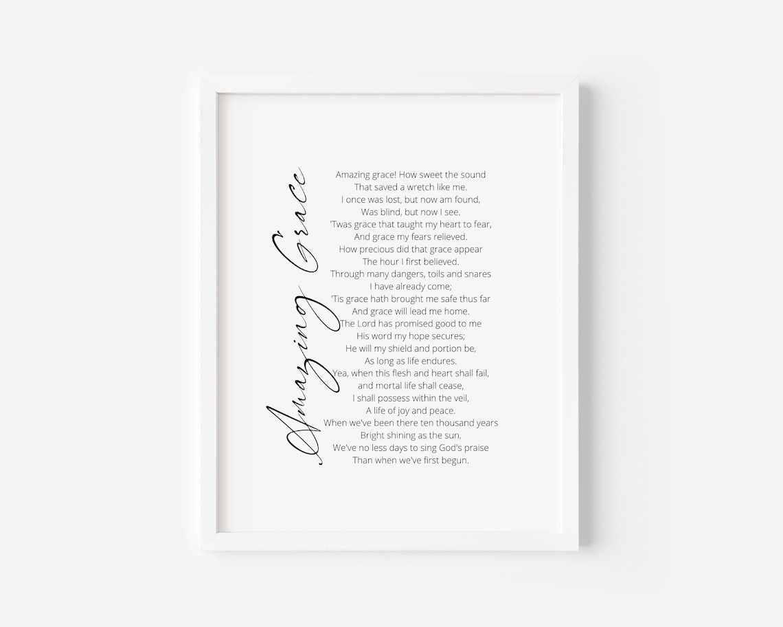 Amazing Grace Printable, Hymn Lyrics, Printable Hymns - Etsy